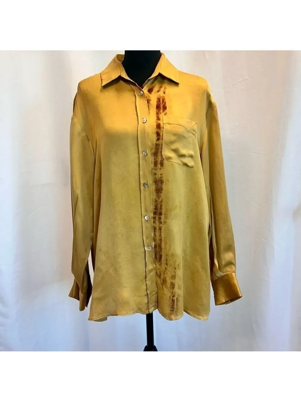 Zara studio collection mustard yellow artistic paint splatter blouse S NWOT RARE - Picture 15 of 15